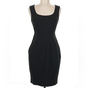 Express Black striped scoop neck Mini Cocktail Dress gold zipper